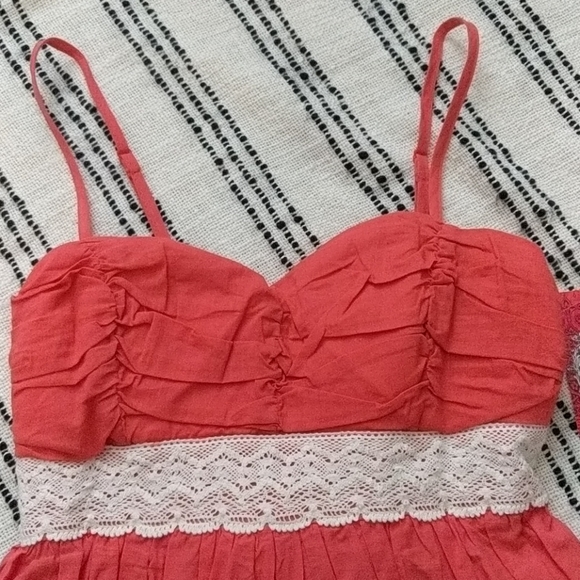 Coral Embroidered Baby Doll Summer Dress - Picture 4 of 8